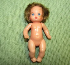 Vintage Mattel Happy Heart Family Baby Toddler Doll Brown Hair Blue Eyes 1976 - £6.19 GBP