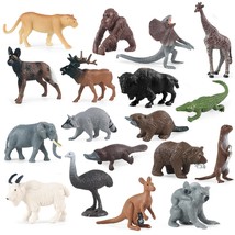 18Pcs Mini North American &amp; Australian Animal Figurines Toy For Kids - Plastic W - £18.97 GBP