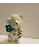 Vintage Lefton  Shamrock Porcelain  Teddy Bear With Gold Scarf 5.5&quot; - £11.07 GBP