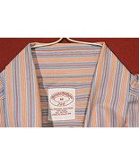 BROOKS BROTHERS 346 MEN M STRIPE BUTTON UP SHIRT NON-IRON Orange Blue Wh... - €13,77 EUR