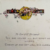 Get Well Ill Friend Bluebird Greeting Victorian Card Postcard 1900s PCBG11B - £15.95 GBP