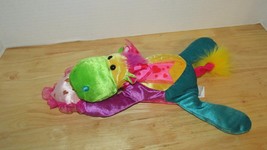 Wal-mart plush hippo pink heart pillow bow multi-color green yellow purple lying - £7.93 GBP
