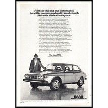 1975 Saab EMS 2 Door Coupe Vintage Print Ad Suit Overcoat Mustache Wall Art - £8.24 GBP