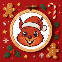 Squirrel in a Christmas hat - Cross-stitch pattern PDF - Instant download - $5.00