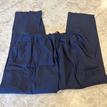 Landau Dark Blue Scrub Pants Polyester/ Cotton Blend Drawstring - $13.80