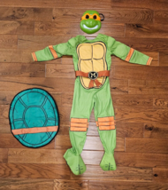 Ninja Turtle Costume Boys Large Mikey Jumpsuit Mask Halloween - £15.56 GBP