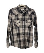 CLUB ROOM Men&#39;s Slim Fit Long Sleeve GREY Plaid Pocket Button Up Shirt M... - $12.93 CAD