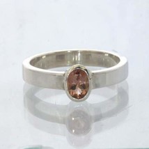 Oregon Sunstone Oval Gem Silver Stackable Solitaire Ring size 6.75 Design 530 - £48.75 GBP