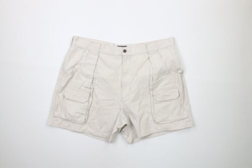 Primary image for Vintage 90s Woolrich Mens 42 Distressed Above Knee Cargo Shorts Beige Cotton