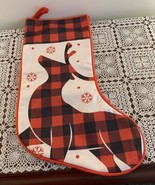 Buffalo Plaid Red Black Reindeer Design Christmas Stocking  19 Inches Deer - $12.99