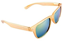 Gold Golden Metallic Square Sunglasses Flash Mirror Lenses Retro Classic Casual - £6.85 GBP