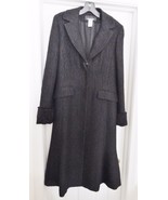 Jones New York Women&#39;s Long Coat Boucle Look Faux Curly Lamb Cuff Black ... - £46.47 GBP