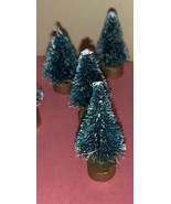 Lot of 4 Miniature Dollhouse Snowy Christmas Trees Forest Bottlebrush Trees - $15.57 CAD