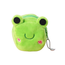 Animal Coin Change Cosmetic Plush Purse with Key Chain - New - Frog - $12.99