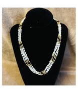 Vintage Multi-Strand Iridescent Rice Pearls, Amethyst &amp; Gold Bead 16&quot; Ne... - $120.50 CAD