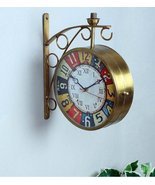 Gold Metal Colorful Dial Railway Station Clock - £296.36 GBP