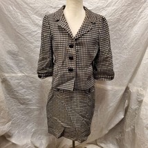 Ann Taylor Petites Women&#39;s Black and White Houndstooth Blazer and Skirt ... - $49.49