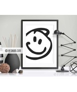 Big Smiley Print, Smiley Illustration, Wall Decor, Digital Art, Happy Fa... - $10.00+