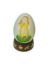 Anri Ferrandiz Italy Hand Carved Egg Figurine Vtg Signed RARE Stand &#39;81 Nun Dove - £23.07 GBP