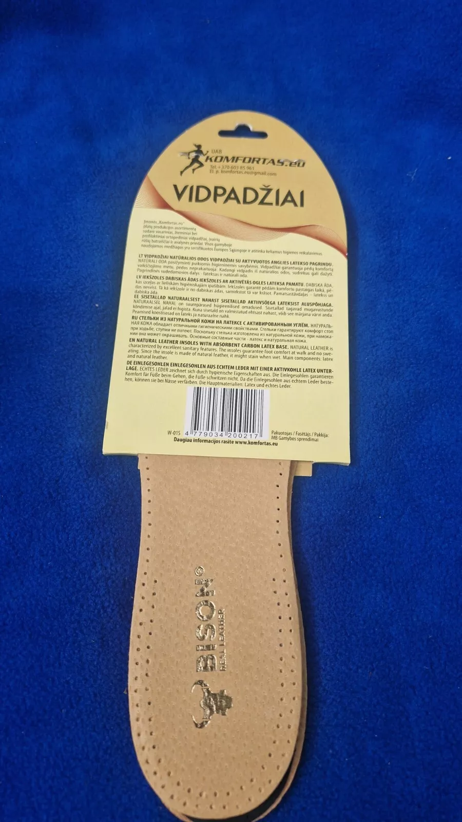 Bison Size 45-46 Natural Leather Insoles with Absorbent Carbon Latex Base + - $17.90 CAD