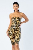 Women&#39;s Taupe Zebra Print Tube Romper (S) - £22.94 GBP