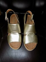 Naturalizer N5 Comfort Olivia Gold Leather Espardille Wedge Sandal 8.5M Nwob - £37.92 GBP
