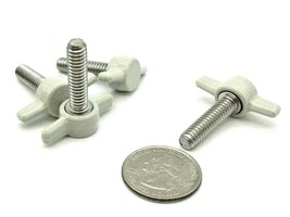 1/4-20 X 1&quot; Thumb Screws Tee Wing Knob  Gray Delrin  818 SS  USA  4 per package - £8.99 GBP