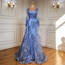 Beautiful  Muslim Luxury Blue Evening Dresses Gowns 2023 Beaded Mermaid Over ski - £456.17 GBP