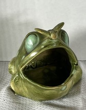 Vintage Ceramic Green Frog Open Mouth Sponge Scrubber Holder with Fly on Nose - £14.71 GBP