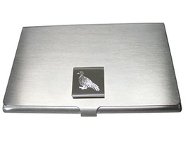 Silver Toned Square Etched Dove Bird Business Card Holder - £32.06 GBP