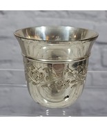 Vintage Silver Plate Votive Candle Holder Floral Etched 3&quot; Tabletop Decor  - $14.84