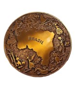 Cobrarte Hammered Copper Plaque Brazil Relief Map Vintage Souvenir Folk Art - $21.10
