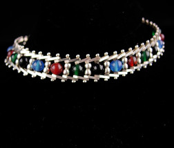 Vintage sterling bracelet / semi precious stones / italy gemstone jewelry / 8 1/ - £145.52 GBP