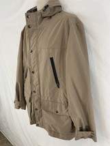 F.O.G. Mens L Beige Lined Zip Snap Close Hooded Coat Parka - $25.84