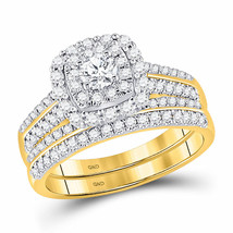 Authenticity Guarantee 
14kt Yellow Gold Round Diamond Bridal Ring Band Set 1... - £1,423.07 GBP