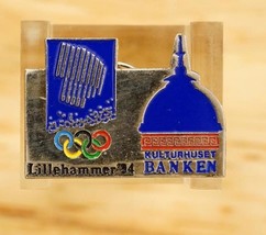 Vintage USA Sports Olympic Souvenir Pin Lillehammer 1994 Kulturhuset Banken - $12.86