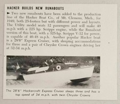 1949 Magazine Photo Hackercraft Express Cruisers Hacker Boat Co. Mt Clem... - £8.40 GBP