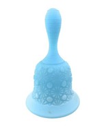 Fenton Blue Satin Glass Daisy &amp; Button Bell 6 inches tall - £18.13 GBP