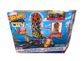 Hot Wheels City Super Twist Tire Shop Playset City Map Included 2022 - £18.17 GBP