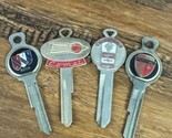 4 Buick Comet Pontiac Chevrolet Gold Tone &amp; Enamel Vintage Car Key Blanks - $67.32