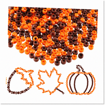 1000 Pieces Thanksgiving Fall Autumn Pony Beads - Assorted Plastic Beads for DIY - £29.77 GBP