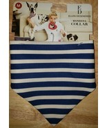 NEW Dog Bandana Collar reversible Medium 14-20" blue striped & pink FREE ship! - $5.94