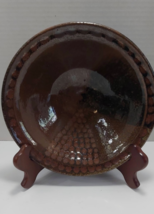 handmade vintage pottery hand glazed bowl signed Jean brown black - £69.40 GBP
