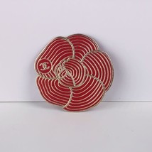 (1) CHANEL Red CAMELLIA Flower Flat Sticker COCO BROOCH 100% Authentic - $6.88