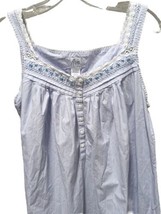 Aria Nightgown Sleeveless Purple Pinstripe Long Crochet Lace Buttons Size PM  - £34.94 GBP