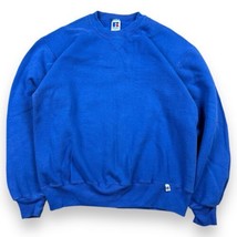 VTG Russell Athletic Sweatshirt USA Blue L Crewneck Blank Plain Logo V Stitch - £15.23 GBP