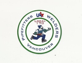 UA Local 170 PIPEFITTERS WELDERS VANCOUVER BC Canada JOHNNY CANUCK STICKER - $4.00