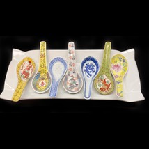 Set Of 6 Asian Porcelain Spoons Tapas Serving Ceramic Dish Sushi Appetizer Vtg - £35.58 GBP