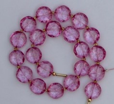 20 piece pink colour faceted CRYSTAL QUARTZ fancy disk Shape Briolettes 12x12 mm - £44.80 GBP