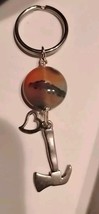 Hatchet Heart Keychain Unique Resin Stone Silver Axe Ax Logger Woman Val... - $25.19